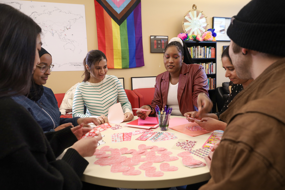 Students engaged in friendly activity.