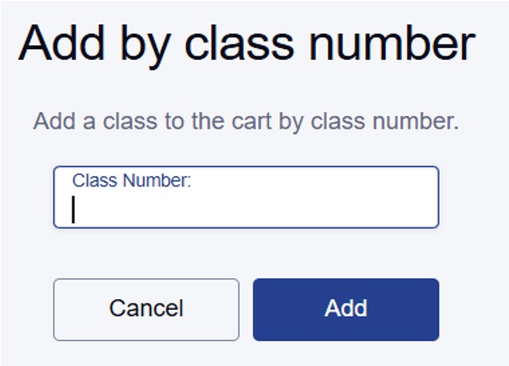 Screenshot of Add by class number modal.