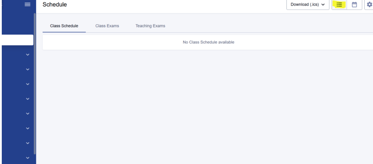 Screenshot of ctcLink Schedule screen