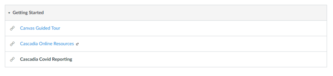 Screenshot of reporting link on Canvas