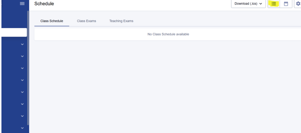 Screenshot of Selecting Schedule on CTC webpage