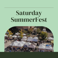 Photo of downtown Bothell and text "Saturday SummerFest"