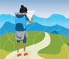 Illustration of Cascadia student on a pathway