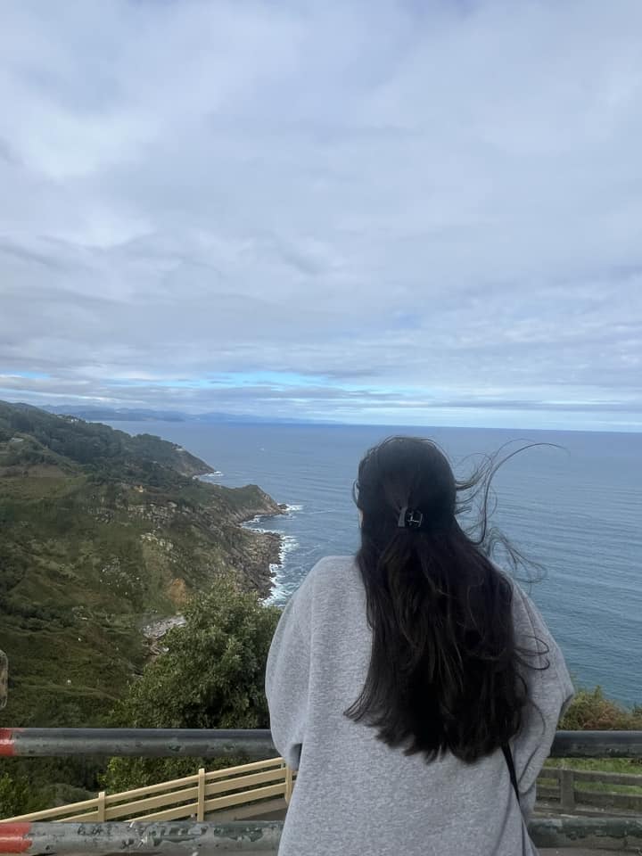 picture of a girl overlooking by the cliff